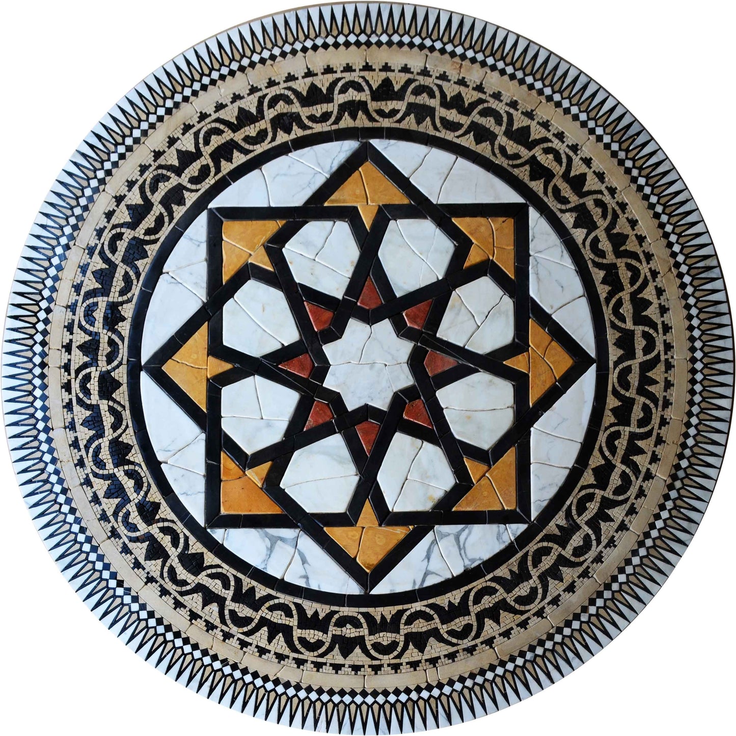 Mosaic Tumbled Medallion Art Tile Floor or Tabletop  - Varanasi