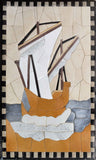 Sailing Boat in Petal Tiles Mosaic