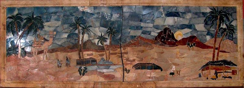 Desert Natural Scene Stone Art Mosaic