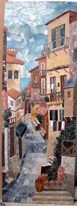 Amazing Petal Mosaic Village Landscape Wall Decor