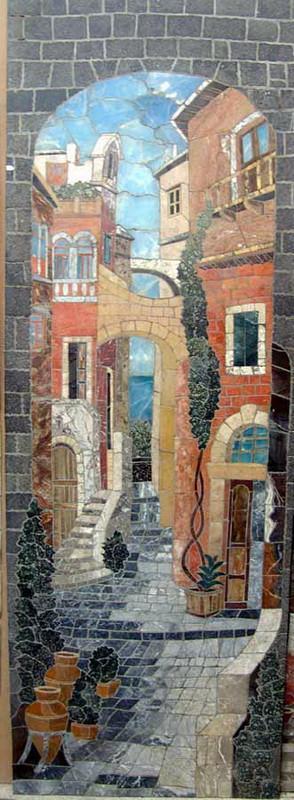 Mosaic Village Landscape Wall Decor