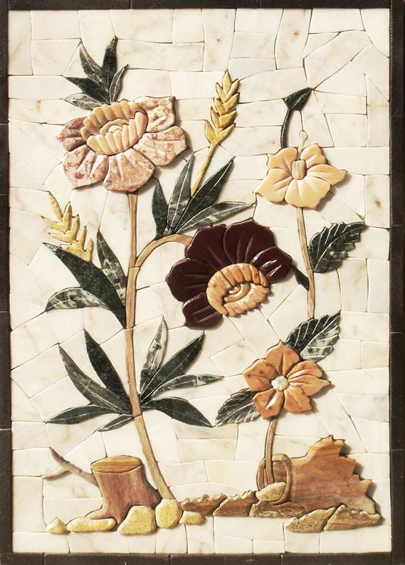 Prehistoric Floral Stone Art Mosaic