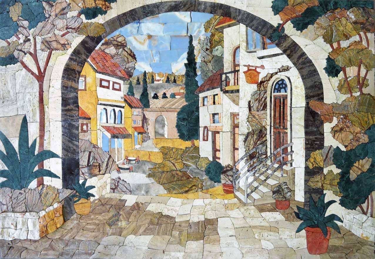 Amazing Petal Mosaic Village Landscape