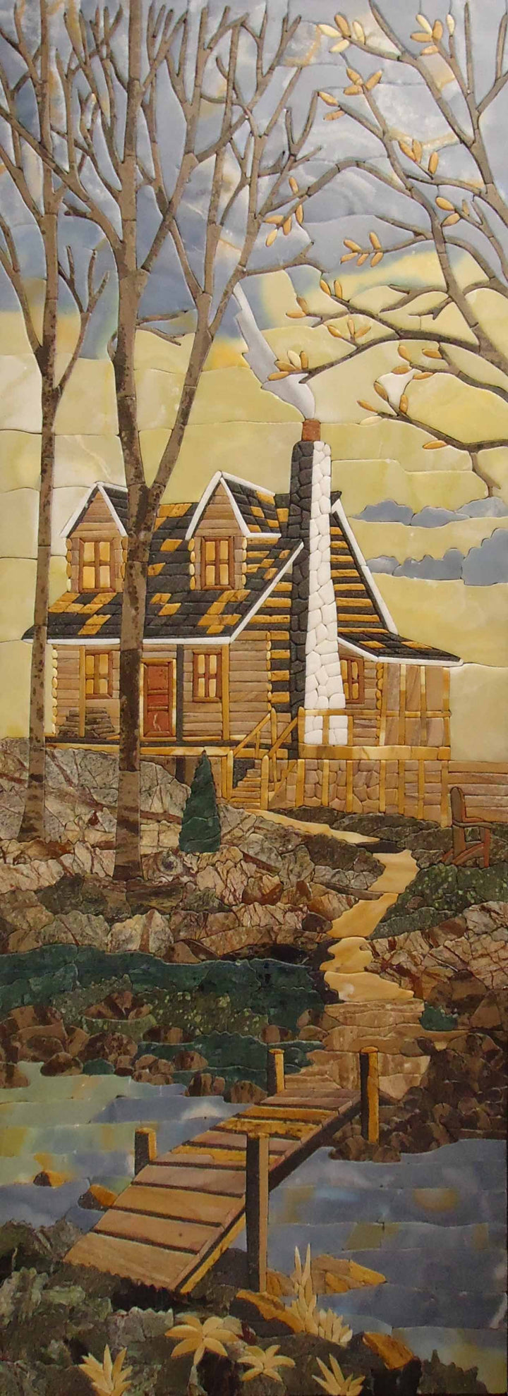 Mountain House Stone Art Tile Mosaic