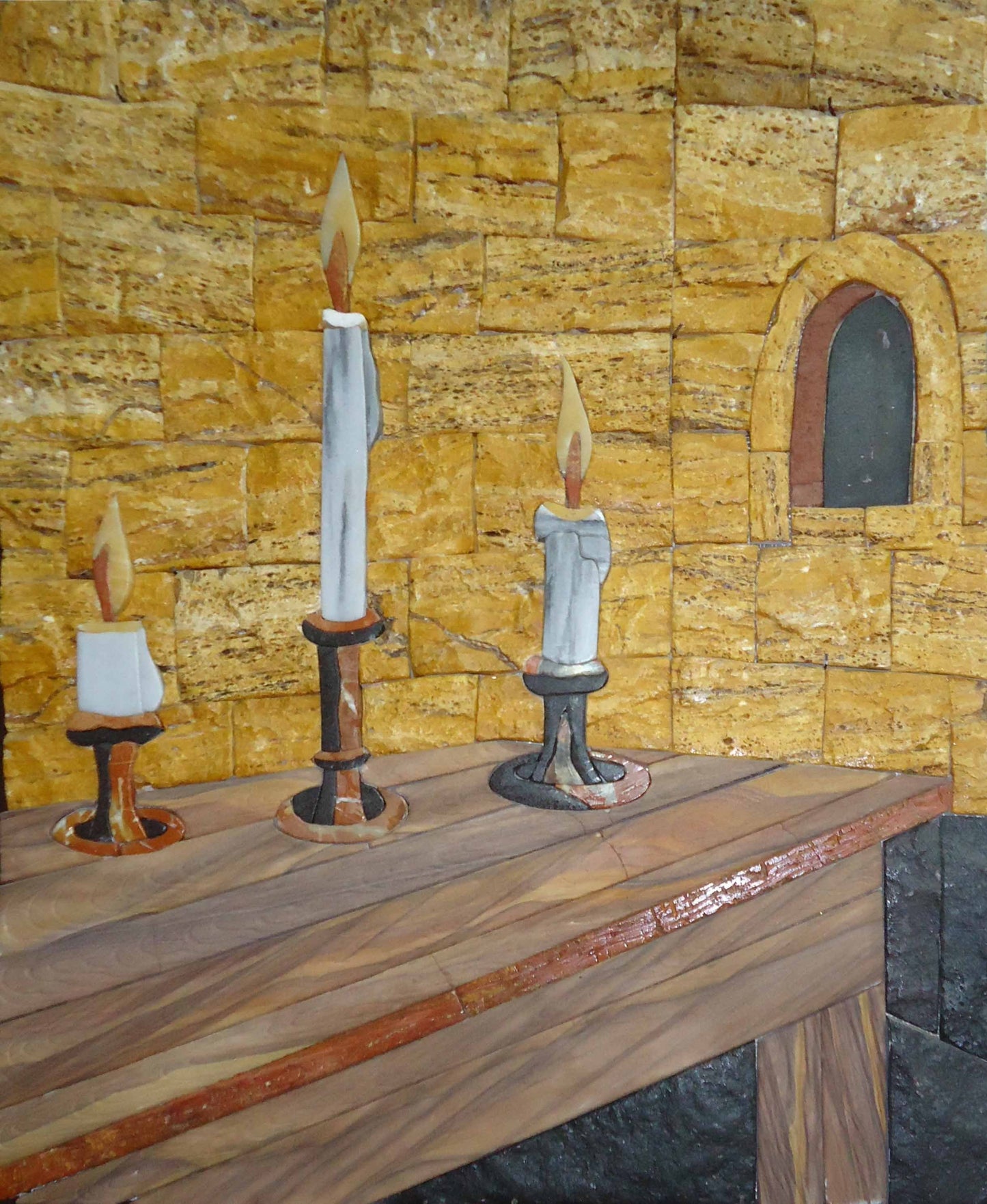 Candles Stone Mosaic Art