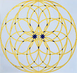 Geometric Arabesque WaterJet Inlay with Real Gold Mosaic Art Tile Insert
