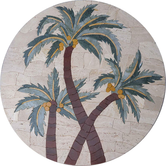 Petal Mosaic Art - Palm Trees Medallion