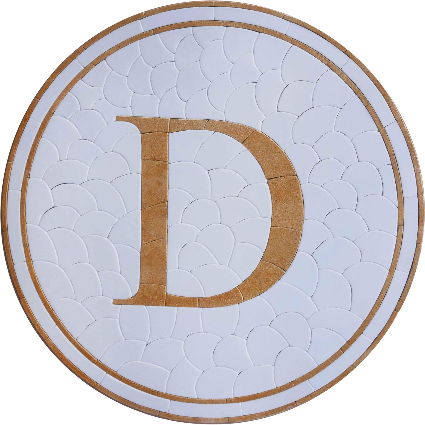 D Mosaic Initial With Pebbles Mosaic Background - Mosaic Medallion