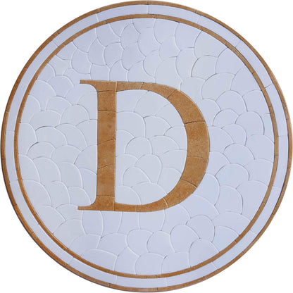 D Mosaic Initial With Pebbles Mosaic Background - Mosaic Medallion