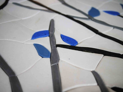 Stone Mosaic Art - Blue Leaves