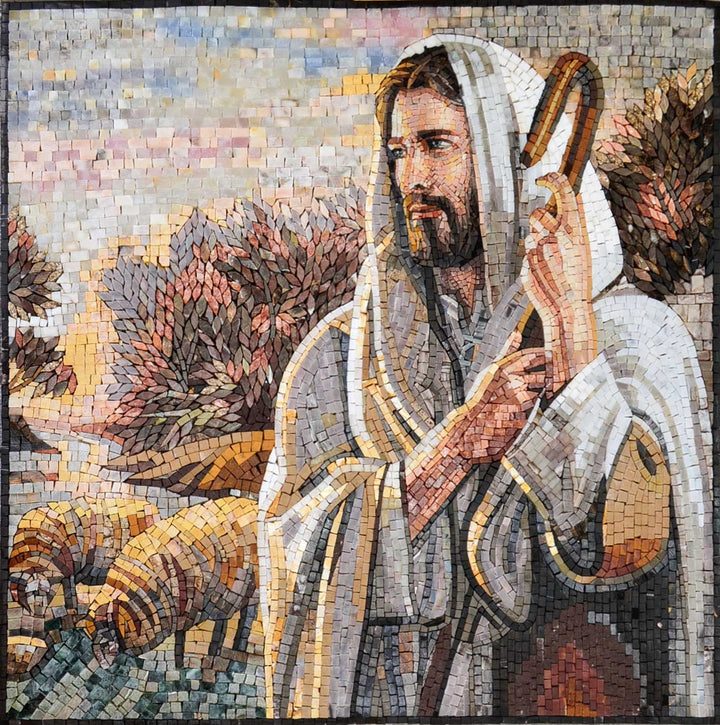 Stone Art Mosaic Jesus The Shepherd