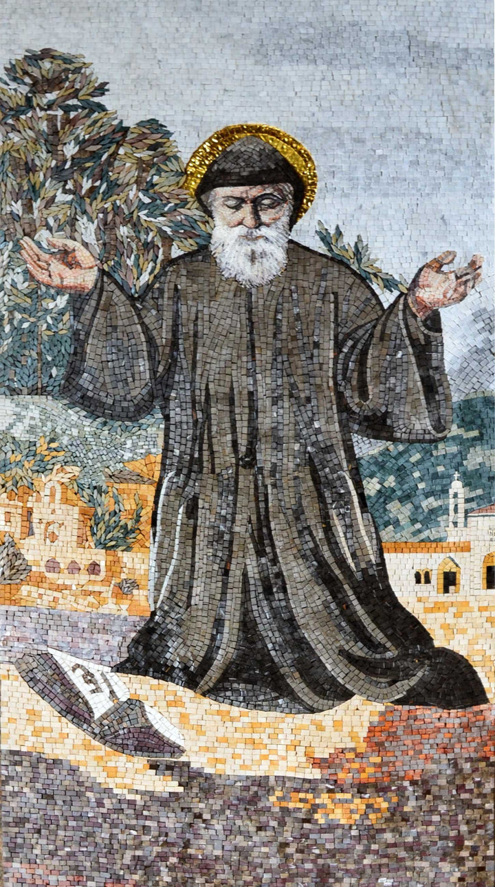 Saint Charbel Icon Religious Mosaic