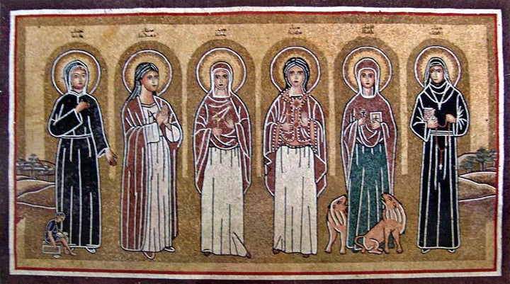 Six Christian Saints Marble Mosaic