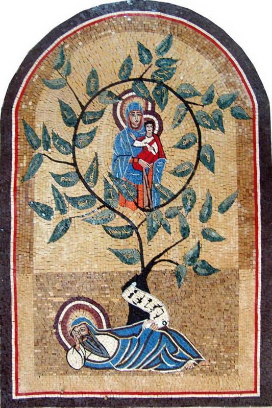 Spiritual mosaic of the tree of life arched mosaic