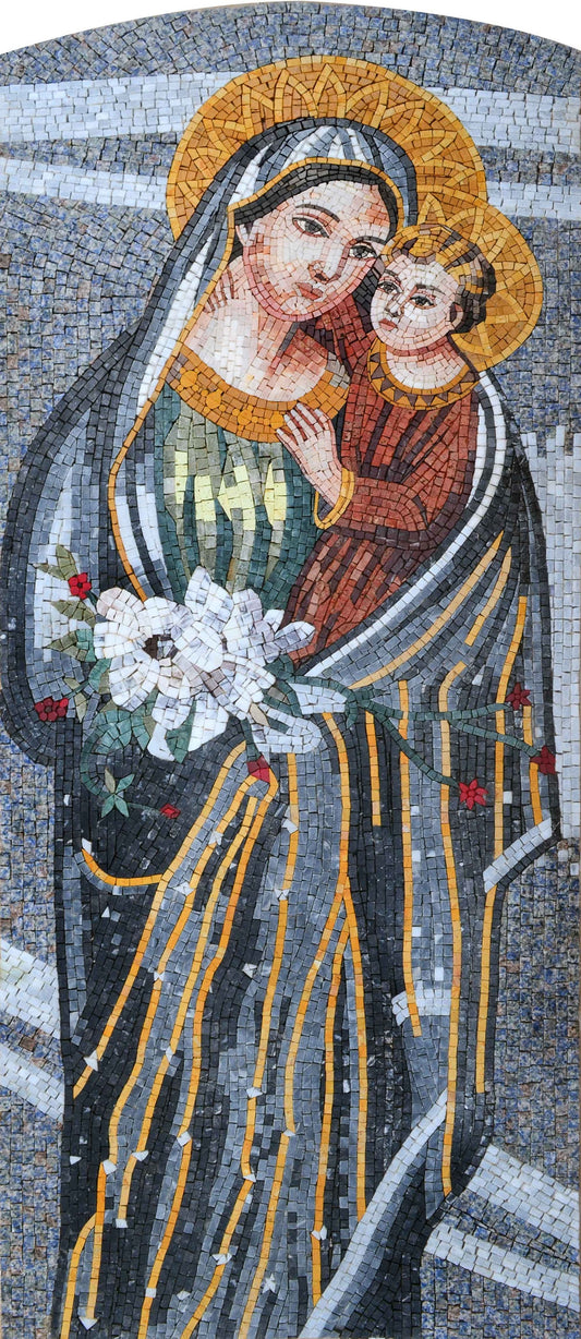 Religious Mosaic Mural - Jesus and Mary