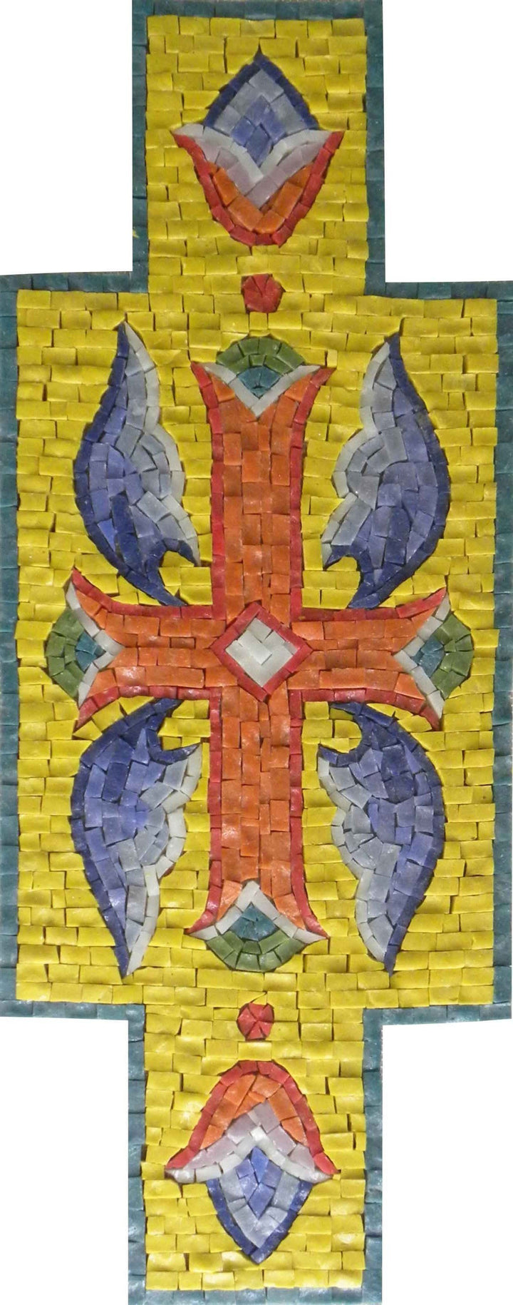 Cross Shaped Yellow Glass Mosaic Installation