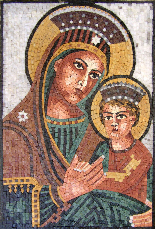 Divine Mother And Child Religious Art Mosaic