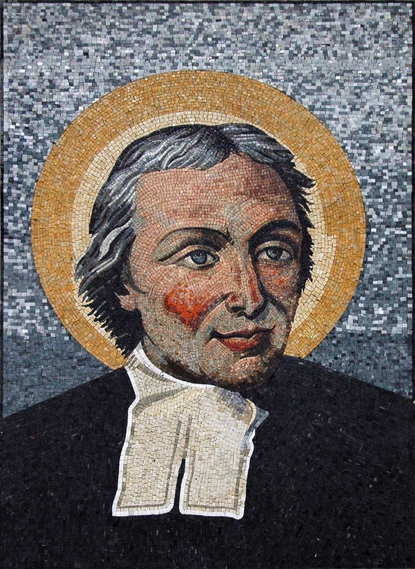 Saint John Baptist de La Salle Marble Mosaic Icon