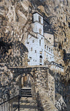 Church Carved in Rock Marble Mosaic