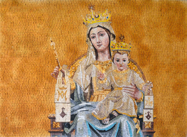 Mary of Mount Carmel Marble Mosaic Icon