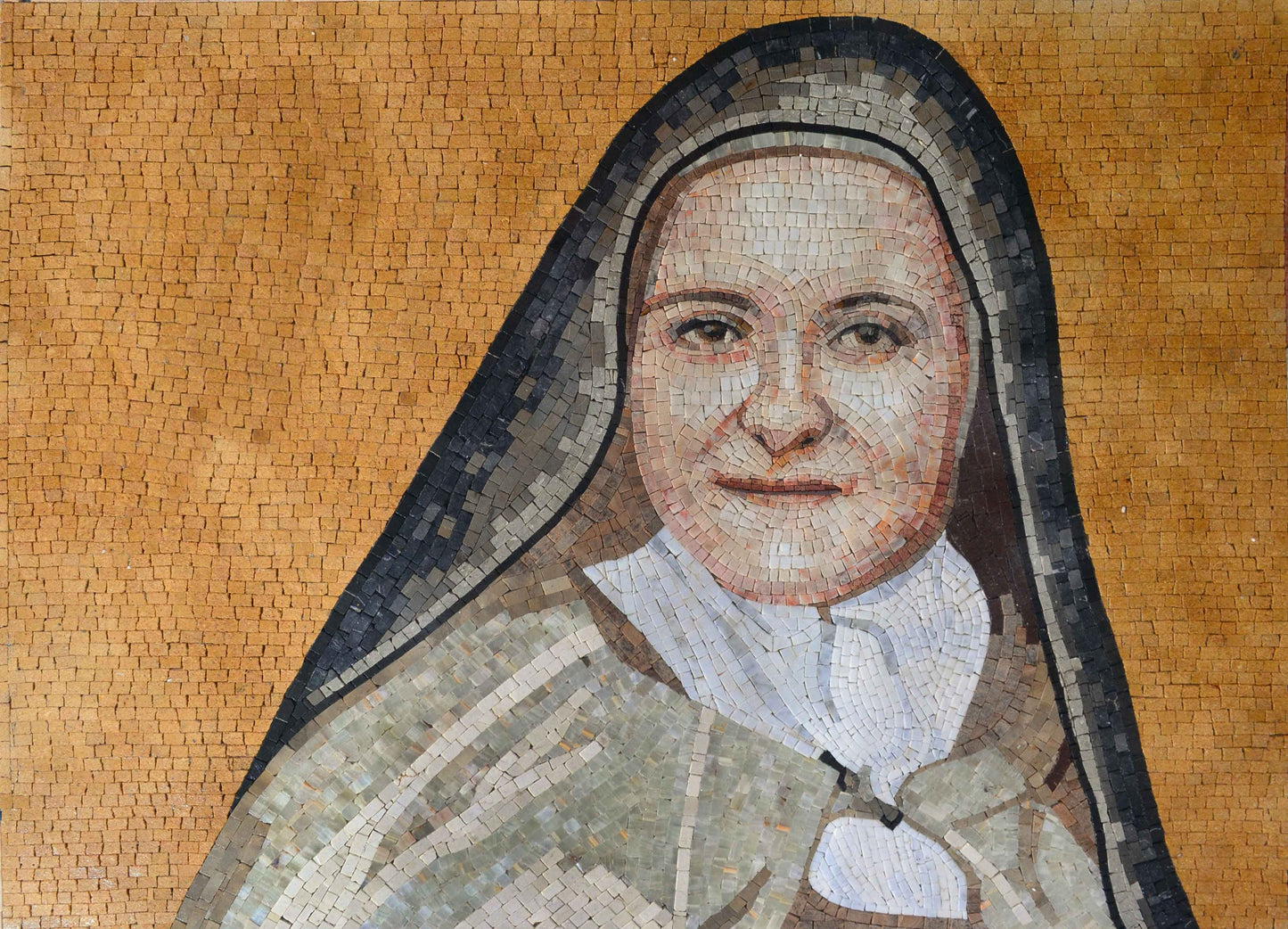 Handmade Marble Mosaic Saint Theres of the Child Jesus Christian Icon