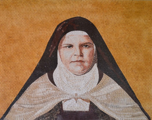 Marble Mosaic Handmade Blessed Mary of Jesus Christ Crucified Christian Icon