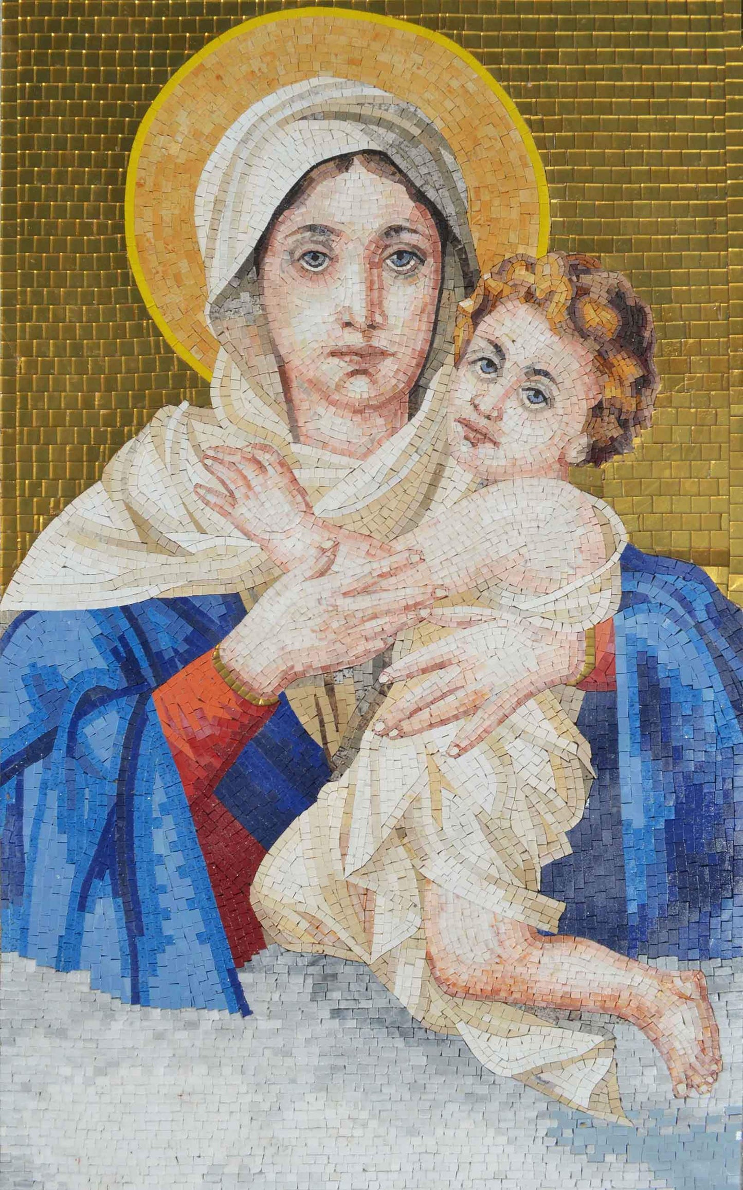 Virgin Mary & Jesus - Religious Mosaic Art