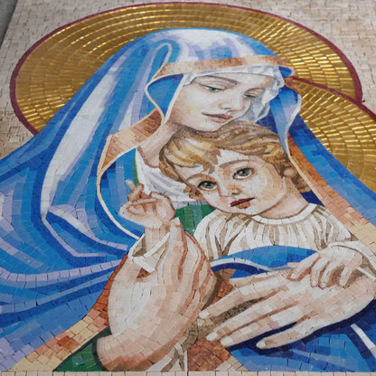 Virgin Mary & Jesus - Religious Mosaic Art