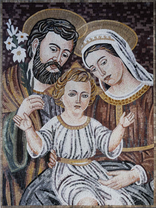 Holy Family Portrait - Religious Mosaic Artwork