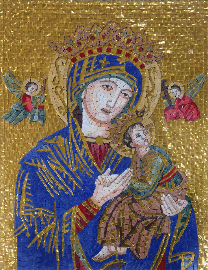 Portrait Of Virgin Mary In Royal Blue and Gold