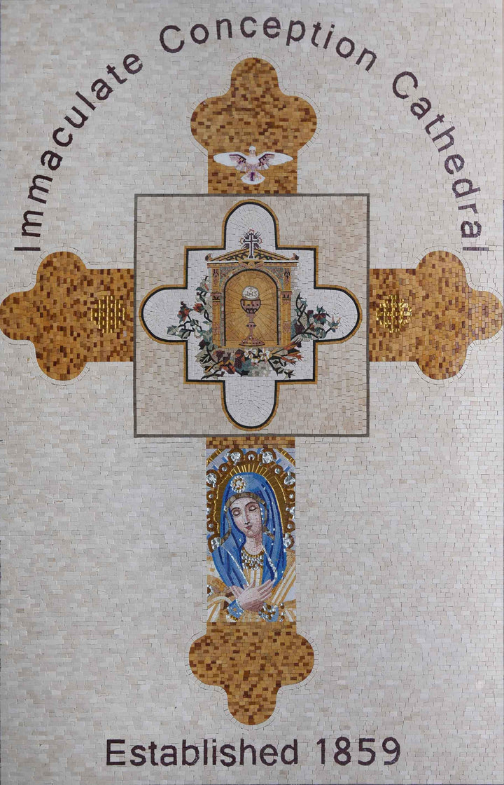 Religious Mosaic Logo - Golden Cross
