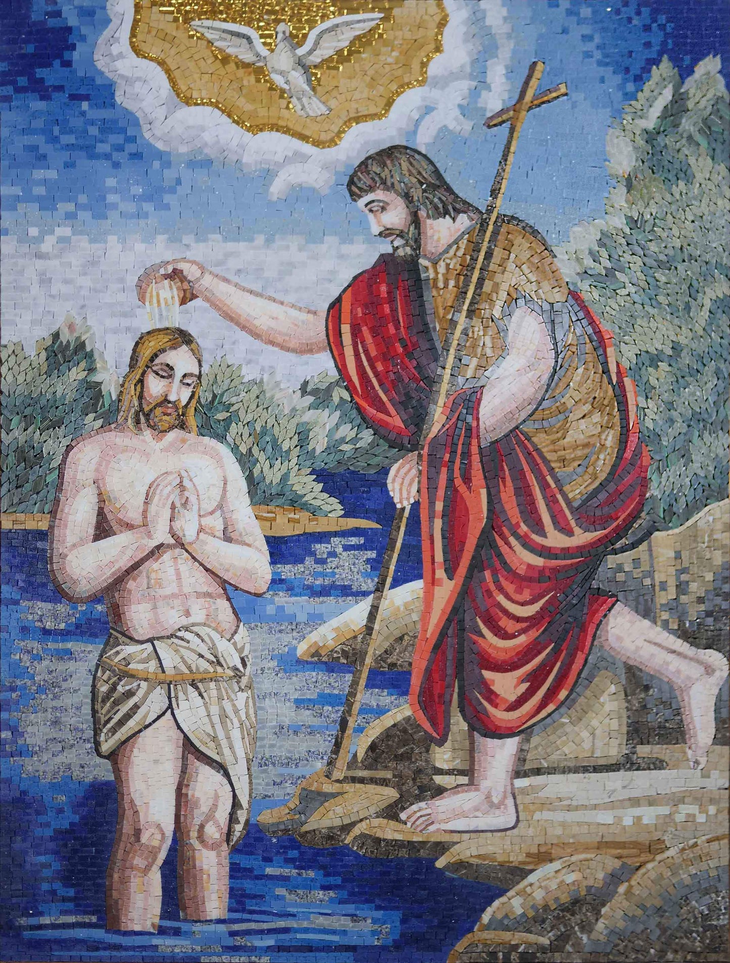 Religious Mosaic Reproduction - Jesus' Baptism