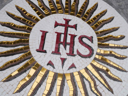 IHS Jesus Christogram Mosaic Medallion