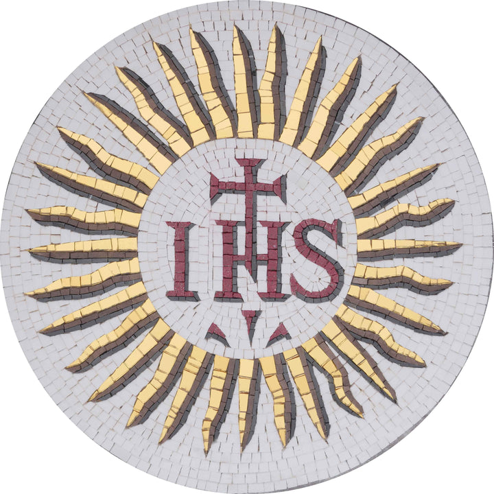 IHS Jesus Christogram Mosaic Medallion