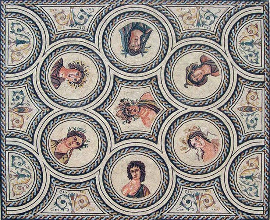 The 7 Gods Mosaic Roman Reproduction