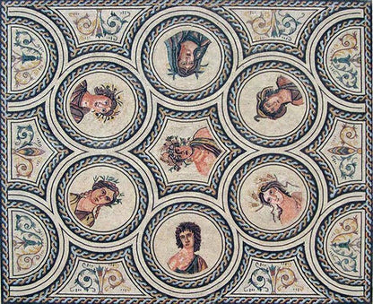 The 7 Gods Mosaic Roman Reproduction