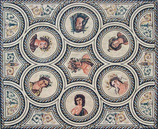The 7 Gods Mosaic Roman Reproduction
