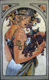 Woman with fruits Mosaic Mural Art