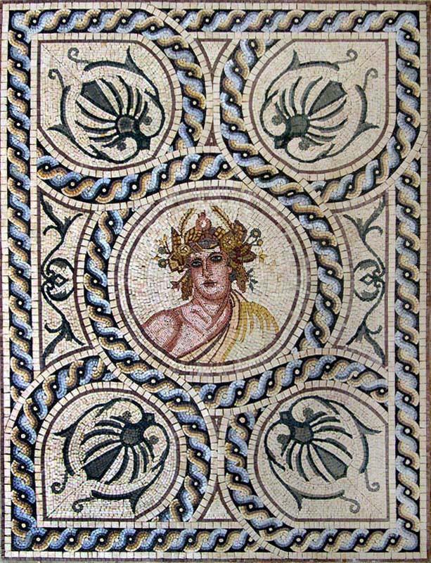 Saturn Roman God Marble Pattern Mosaics