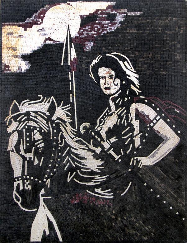Woman Riding a Horse Mosaic Art -