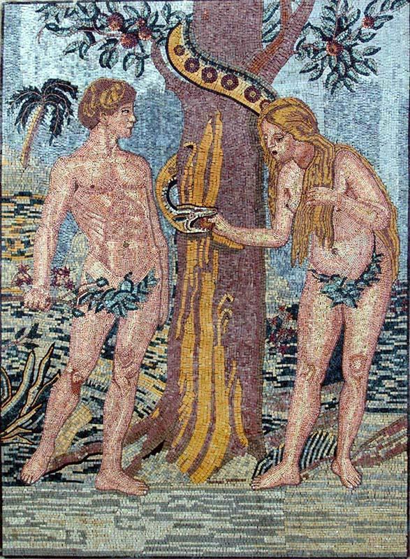 Adam And Eve Creation Scene Mosaic Marble