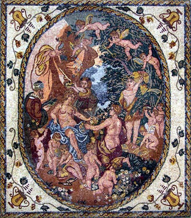 Hendrick van Balen Bacchus And Diana" - Mosaic Reproduction "