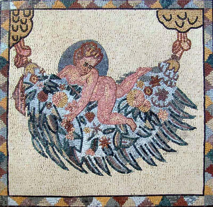 Handmade Roman Angel Mosaic Mural