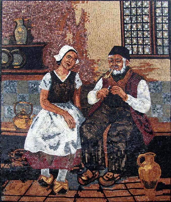 Grant Wood Farmers" - Mosaic Reproduction "