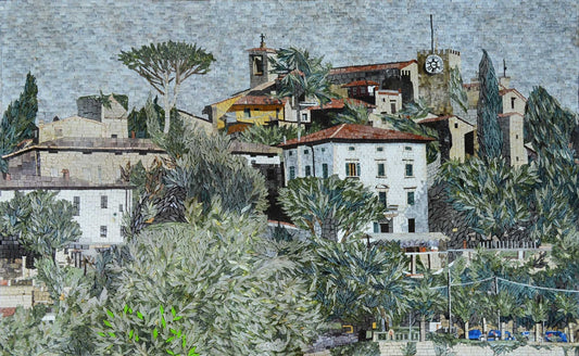 Green Village in Marble Mosaic Landscape