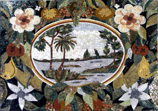 Natural Artistic Scene Tuscan Mosaic Mural