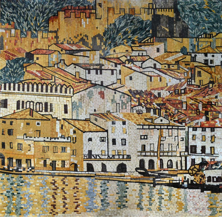 Gustav Klimt Malcesine on Lake" - Mosaic Reproduction "