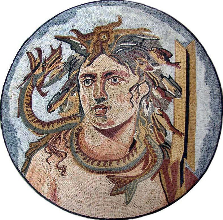 Greek god of the Sea Mosaic Murals