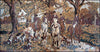Horsemen Hunting Scene Marble Mosaic Mural