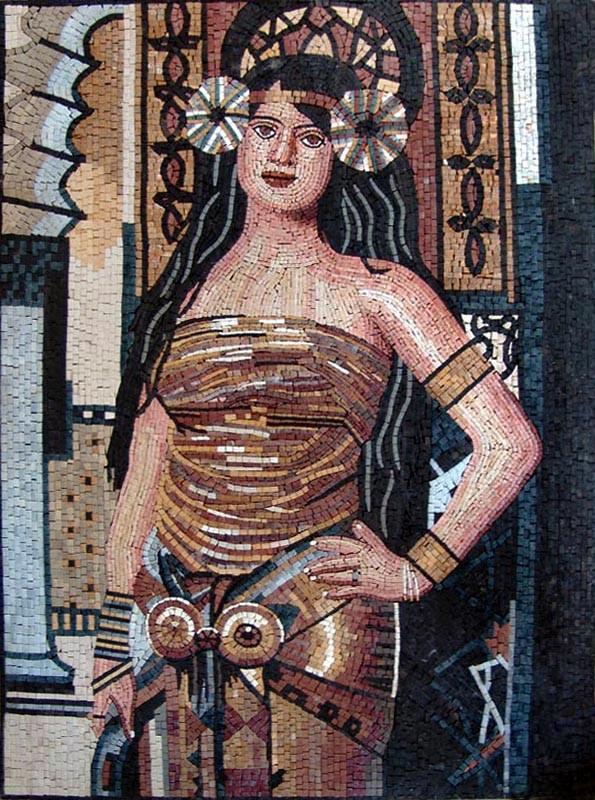 Oriental Woman Marble Mosaic Mural